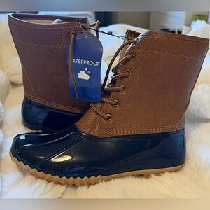 Brown and Blue Waterproof Boots